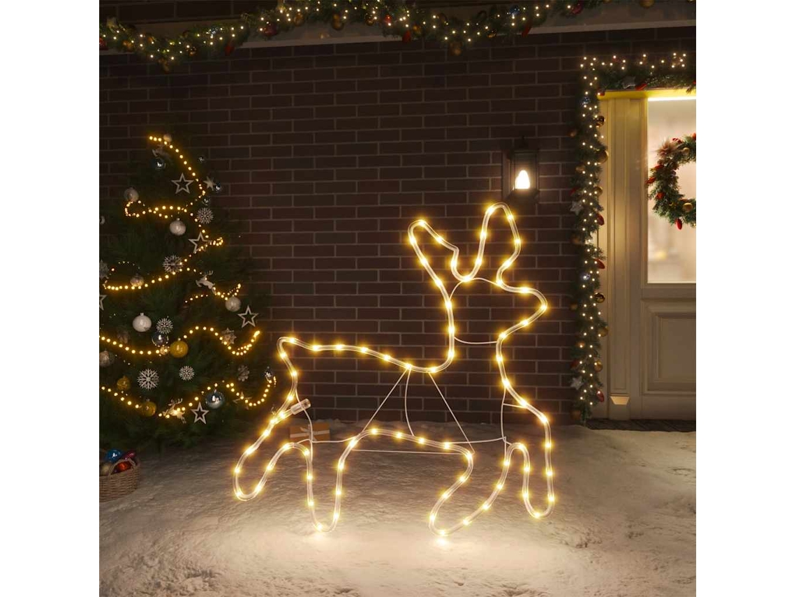 Vidaxl Figuras De Rena De Natal + 72 Leds 57x55x4,5 Cm Branco Quente