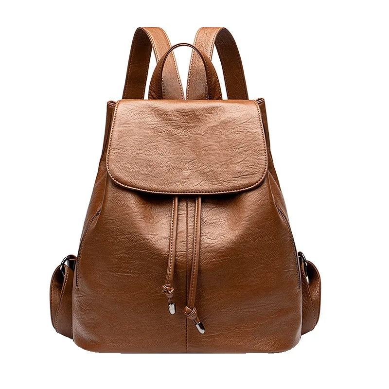 (6636-marrom) Mochila Feminina Moderna, Mochila De Viagem Em Couro Pu De Alta Qualidade