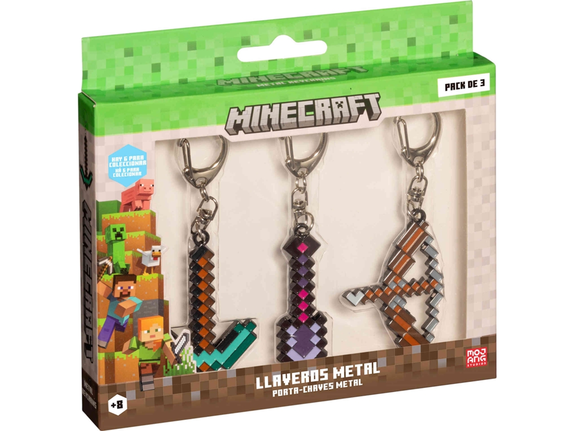 Chaveiro Metal vários Modelos MINECRAFT pack 3