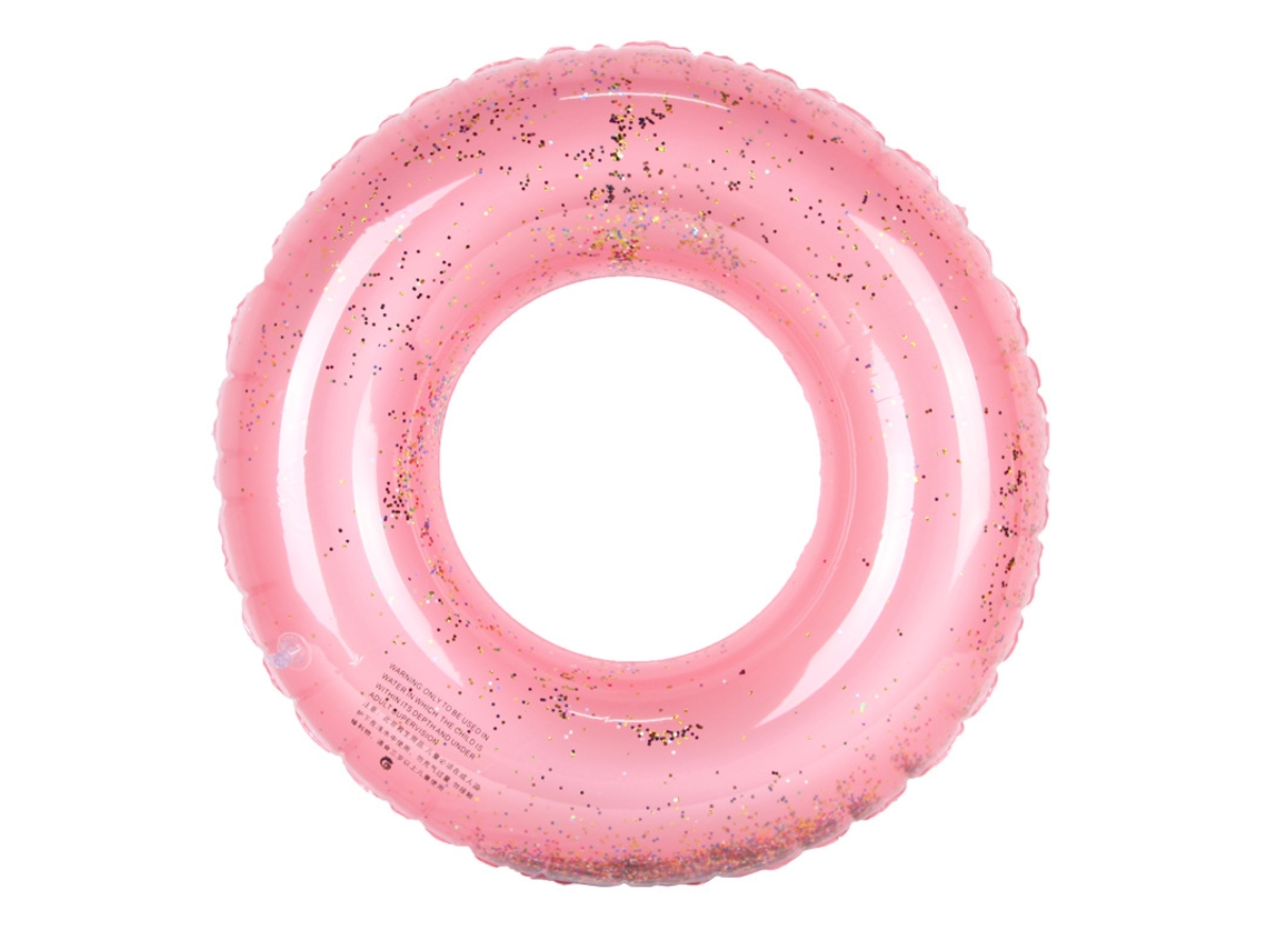 Boia Inflável Transparente Mordely Para Piscina, Com Glitter Colorido Para Crianças E Adultos - Rosa