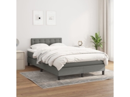 Vidaxl Cama Com Molas/colchão 120x200 Cm Tecido Cinzento-escuro