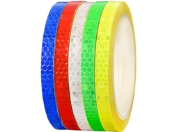 Cinta Reflectiva Adhesiva 5 Rolos Lyl, 8m X 1cm, Cores Várias, Alta Visibilidade, Impermeável, Para Carros, Motos, Bicicletas