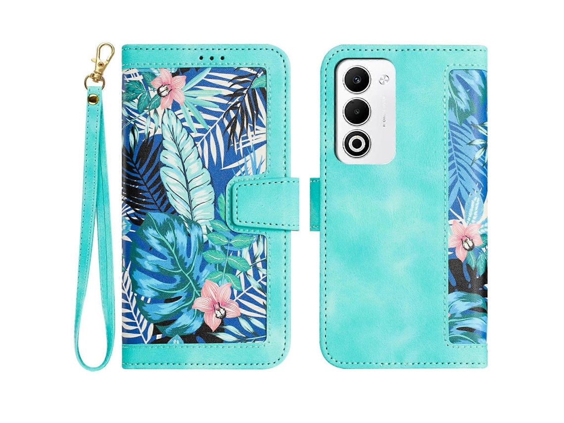 Capa De Celular Tkdaddy Para Oppo A5 4g, Capa De Couro Sintético Com Estampa Floral E Compartimentos Para Cartões, Verde