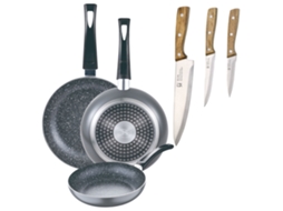 Jogo De 3 Frigideiras De Mármore Bergner Soul Ø16ø20ø24cm Com Facas De Cozinha