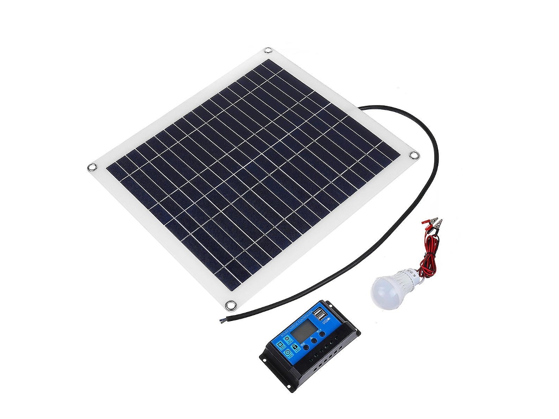 Painel Solar Monocristalino, Kit De Painel Solar, 2 Lâmpadas De 5w E Controlador Solar De 10a. Olysi Shop