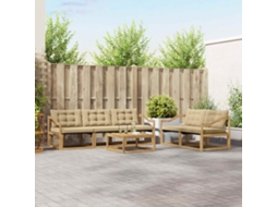 Vidaxl Conjunto De Sofás Para Exterior 6 Unid. Branco E Bege