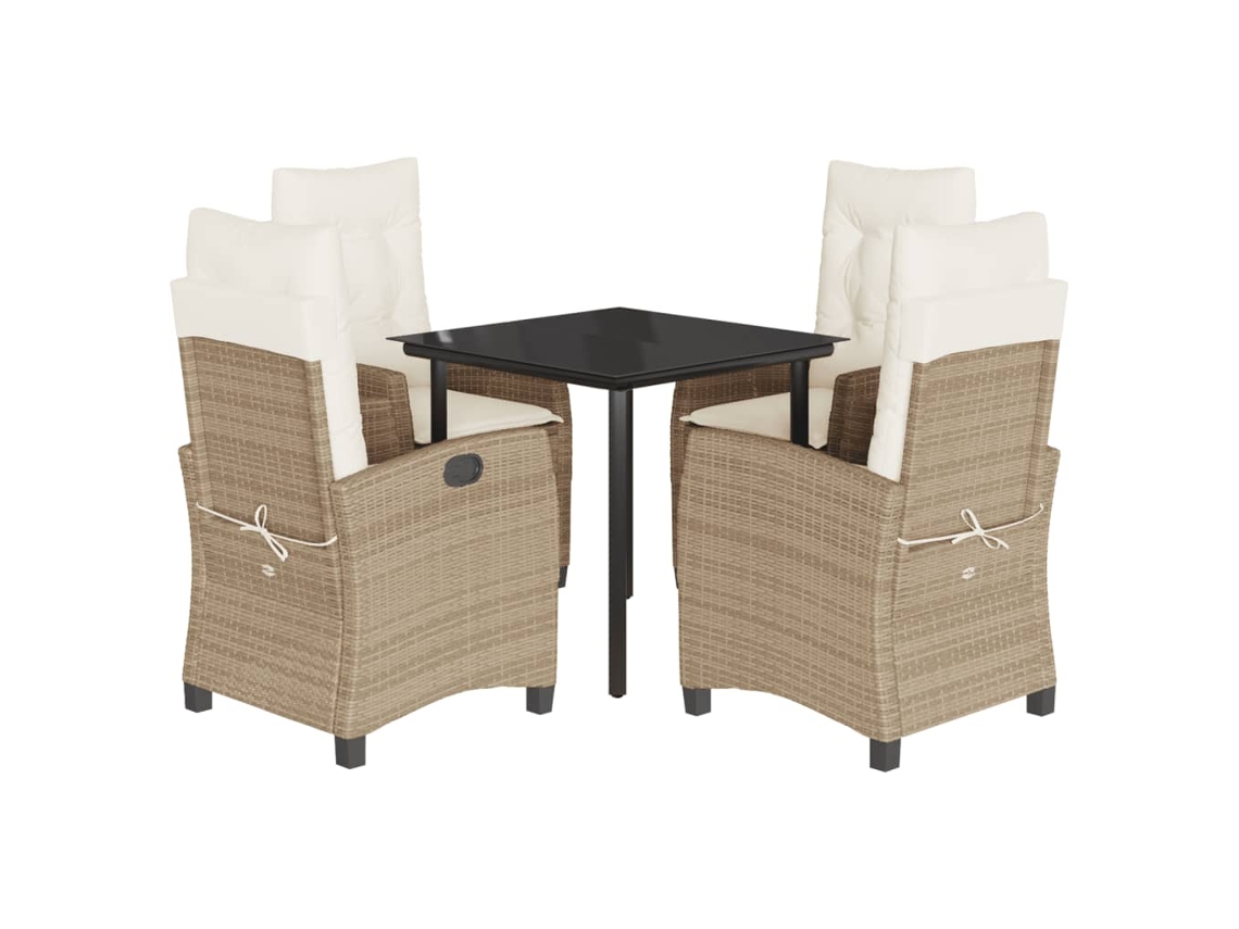 Garden Dining Set, Garden Dining Sets Vidaxl Bege Rattan / Vime (80 Cm Table Length)