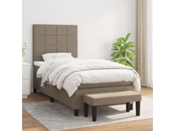 Cama Com Molas/colchão 100x200 Cm Tecido Cinza-acastanhado