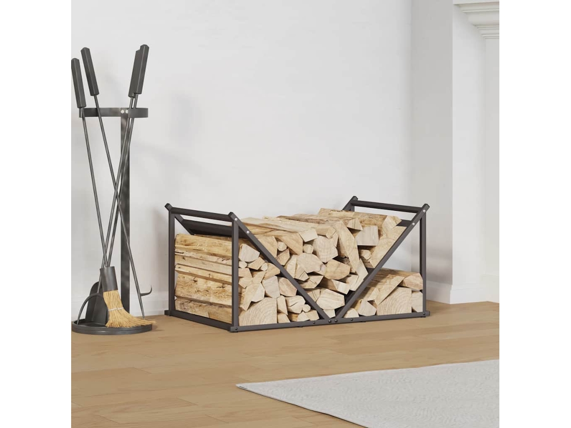 Vidaxl Suporte Para Lenha 70x43x34,5 Cm Aço Laminado A Frio Preto