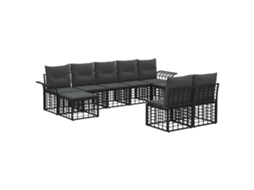 Maison Exclusive - Conjunto De Sofás Para Exterior 9 Unid. Preto E Cinza Escuro