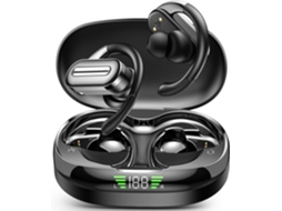 Fones de Ouvido Bluetooth Sem Fio com Gancho de Ouvido de Qualidade Premium Graves Profundos Ipx5 À Prova D'água JIAPEI (preto)