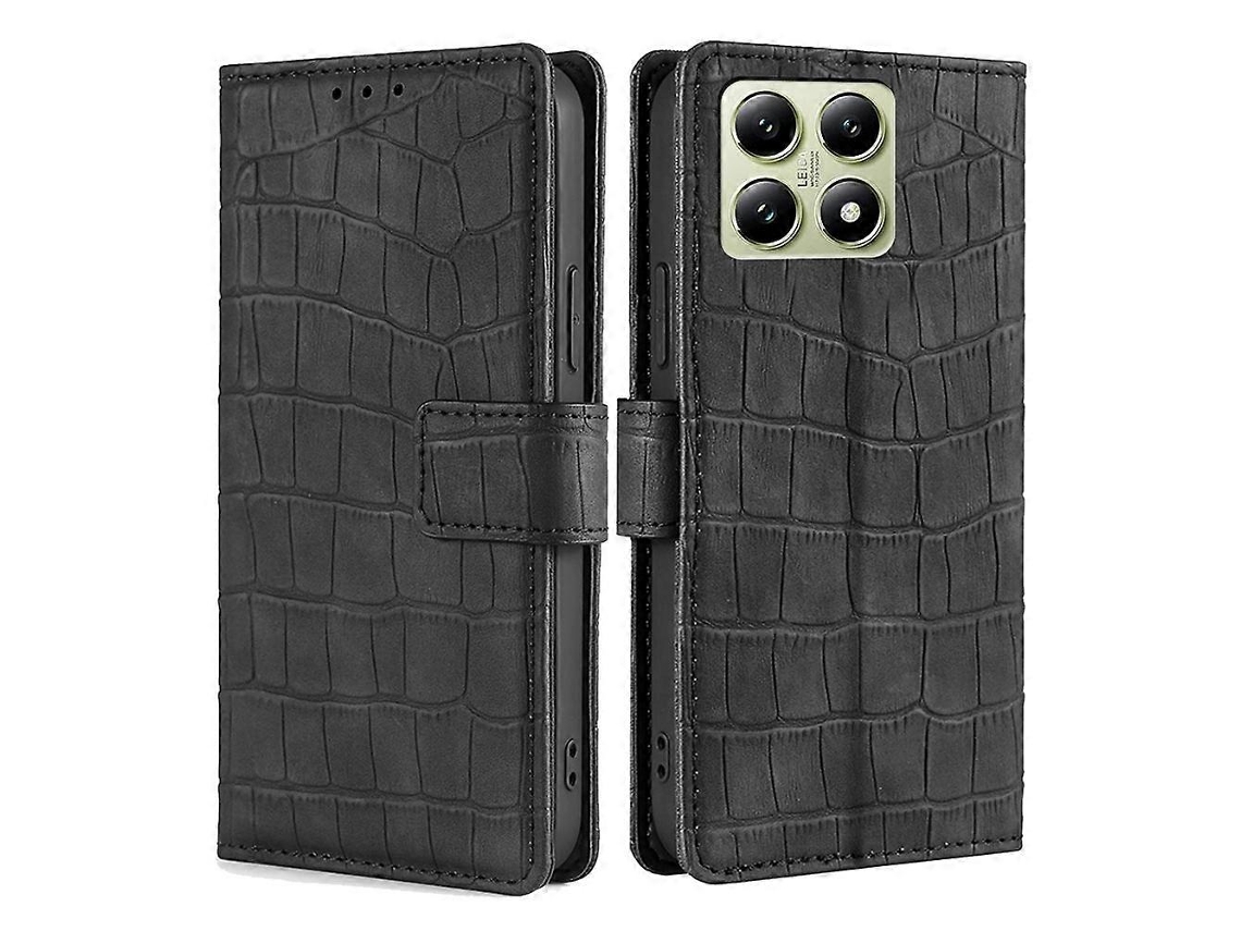 Capa De Celular Xiaomi 17 Em Couro Com Fecho Magnético E Textura De Crocodilo.