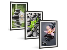 Conjunto De Pinturas Composição Zen Tranquila, Flores E Água Espelharte (3 Peças 40x60 Cm)