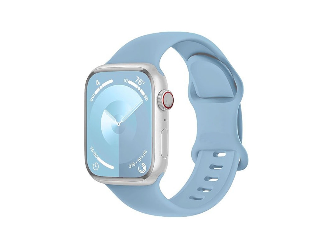 Pulseira Silicone Halinuia MDUG para Apple Watch S1 11/Ultra 1 3/Se1 2, Fecho Oito, Esportivo, Azul Claro (38-42 mm)