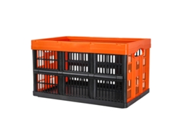 Caixas de Armazenamento Dobráveis de Pp com Tampas 45 L 3 Unidades, Preto Laranja