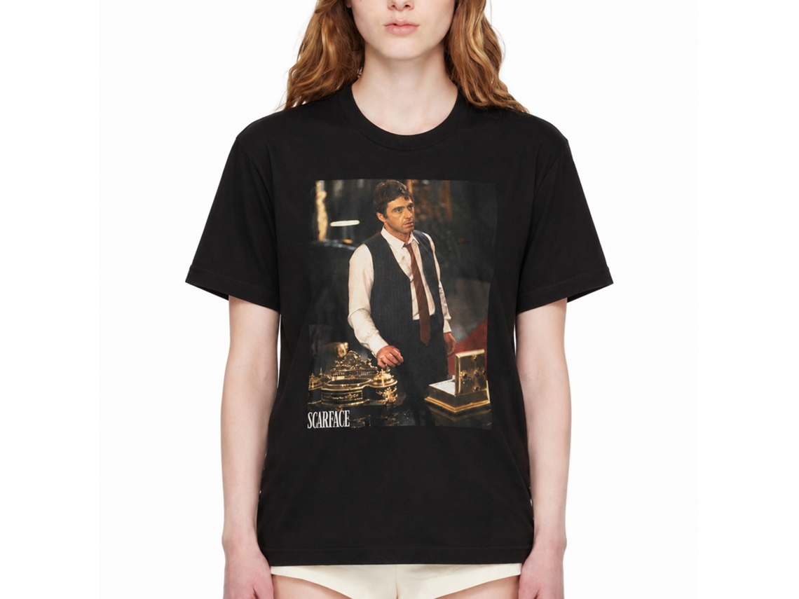 Rockinstone Scarface Movie Tony At His Desk Black Adult T-shirt Size:xl