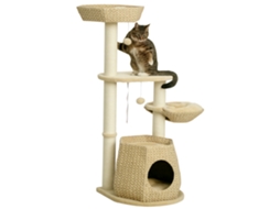 Árvore para Gatos com Arranhador, Casota de Rede e 2 Bolas Penduradas, Altura 119cm