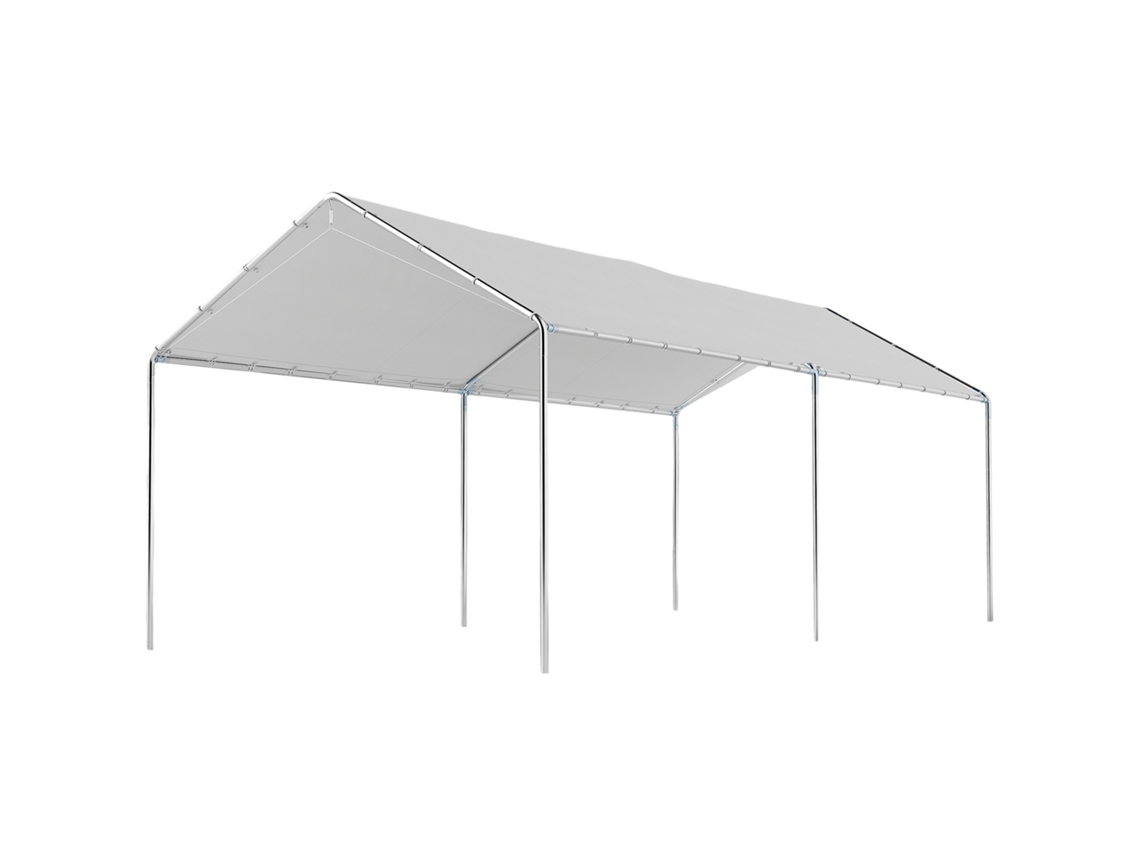 Tenda de garagem 3x6 m, portátil, impermeável, cobertura PE, estrutura aço galvanizado branca | S/MARCA