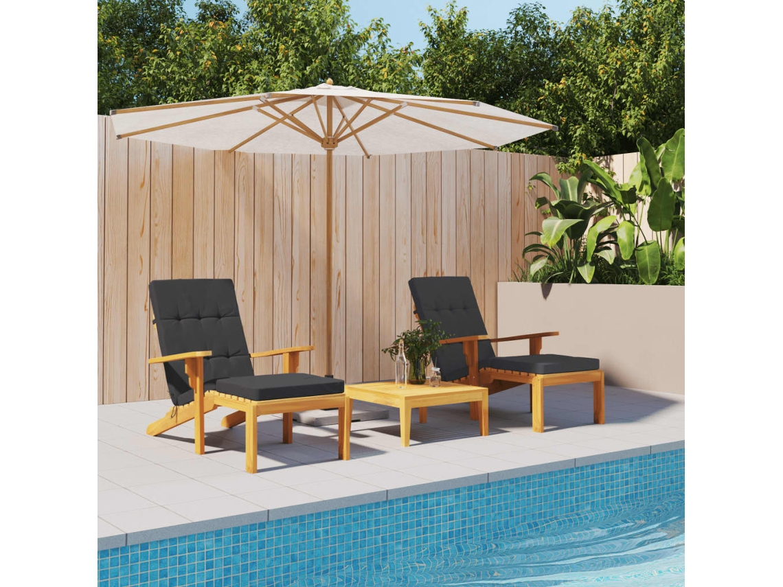 Vidaxl Almofadões P/ Cadeira De Terraço 2 Pcs Tecido Oxford Preto