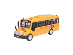 Ônibus escolar amarelo de brinquedo WalshLXq, feito de plástico, com portas que abrem, luzes e sons.