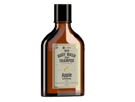 Shampoo de cuidados pessoais masculino premium 3 em 1 com infusão de uísque e essência de maçã, 100ml Hiskin