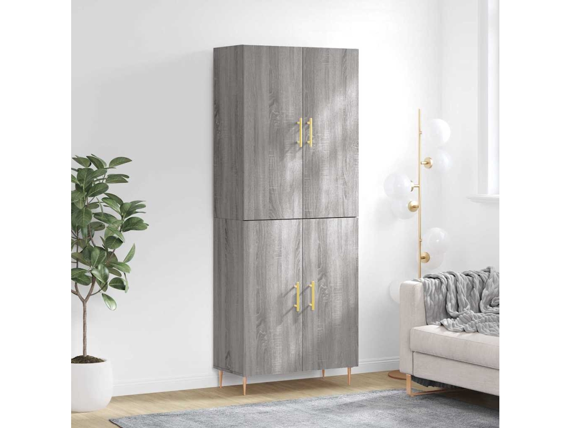 Vidaxl Armário Alto 69,5x34x180 Cm Derivados De Madeira Sonoma Cinza