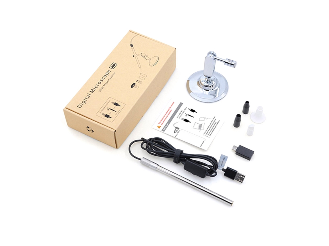 Microscópio Digital Usb 1080p 10x A 200x 8 Leds Com Câmera Endoscópica De Ampliação Com Suporte De Metal Android Para Windows Aquaforge