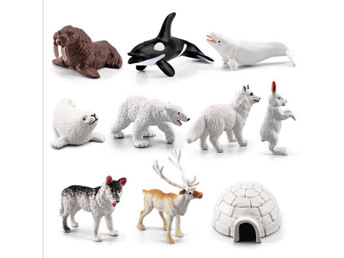 Mali conjunto de 10 Figuras de Animais do Círculo Ártico Modelos Educativos Presente para Crianças
