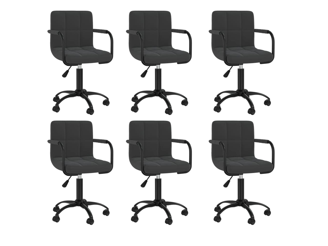 Vidaxl Cadeiras De Jantar Giratórias 6 Pcs Veludo Preto