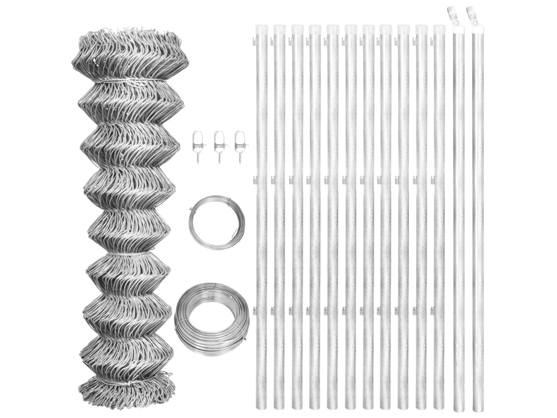 Vidaxl Cerca De Arame Com Postes 25x1,25 M Aço Galvanizado Prateado
