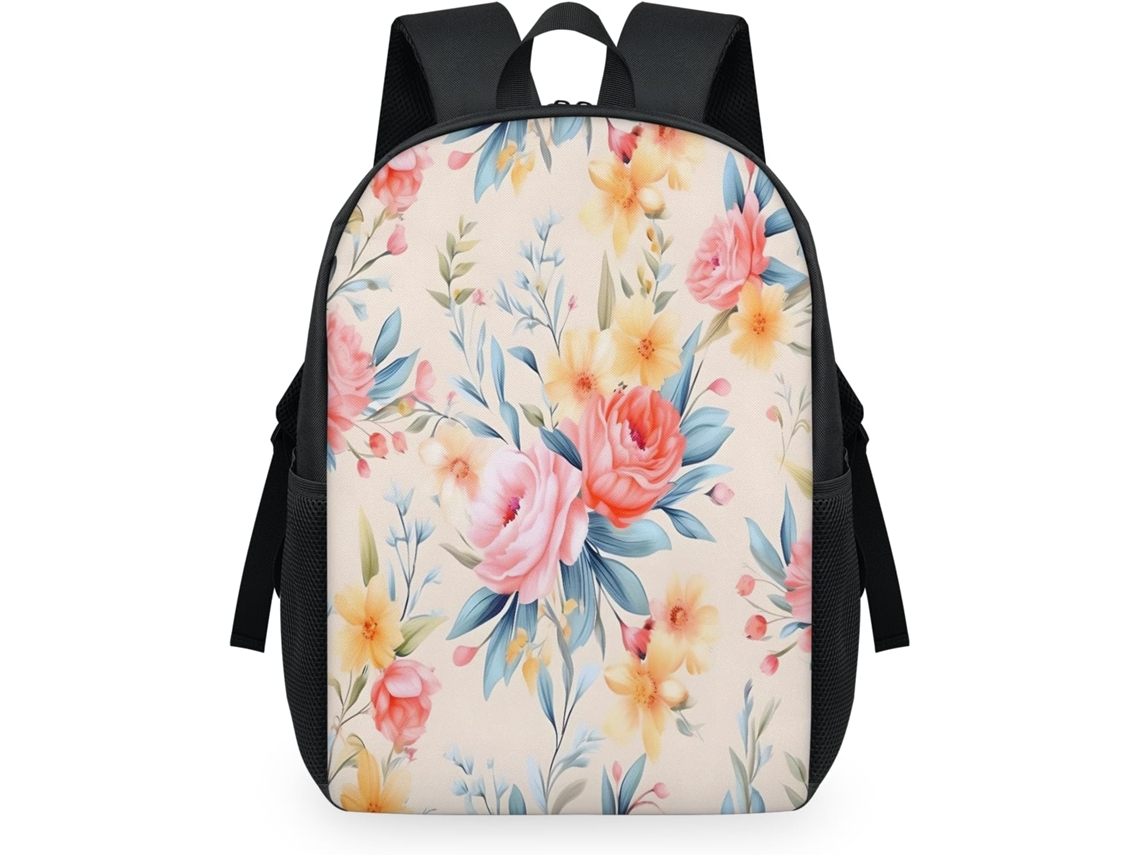 Mochila TROPICALLIFE com estampa floral em aquarela para crianças (32x15x44,9cm) em tecido de malha