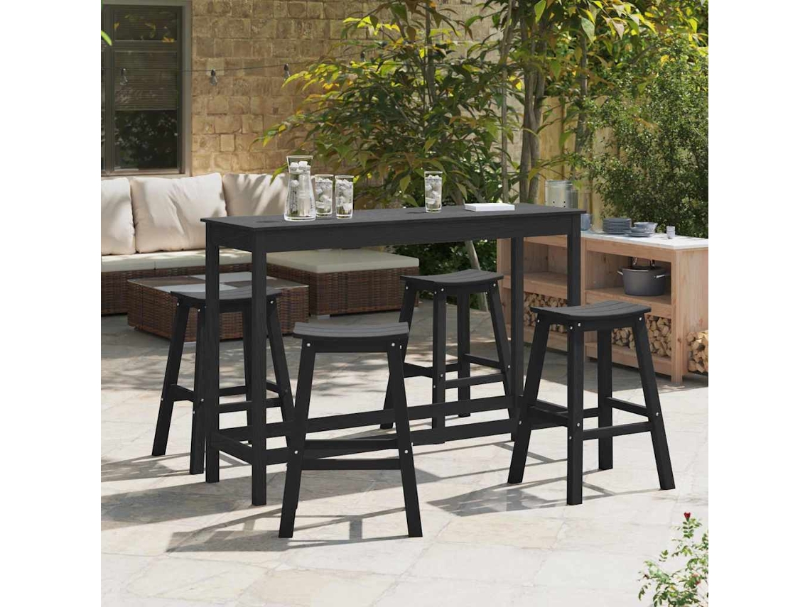 Vidaxl Conjunto de Bar do Jardim 4 Pcs Preto Hdpe