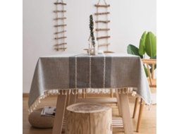 Lurelia Toalha De Mesa Retangular Oval Algodão Linho Cinza 140140 Cm Impermeável Lavável Antimanchas Antiderrapante