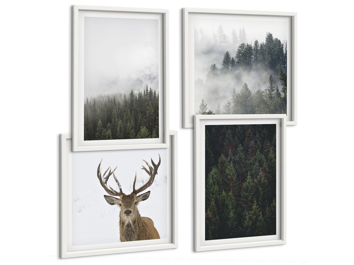Pinturas Murais Modernas Padrões Abstratos Em Marrom E Bege Moldura Branca Imagens Para Um Quarto Infantil Espelharte (conjunto De 4 Imagens)