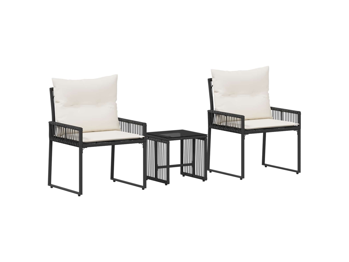 Maison Exclusive - Conjunto De Móveis Para Exterior 7 Pcs Preto E Branco Creme