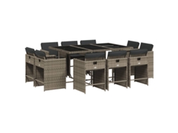 Conjunto de 11 Jantar para Jardim com Almofadões Vime Pe Cinzento MAISON EXCLUSIVE