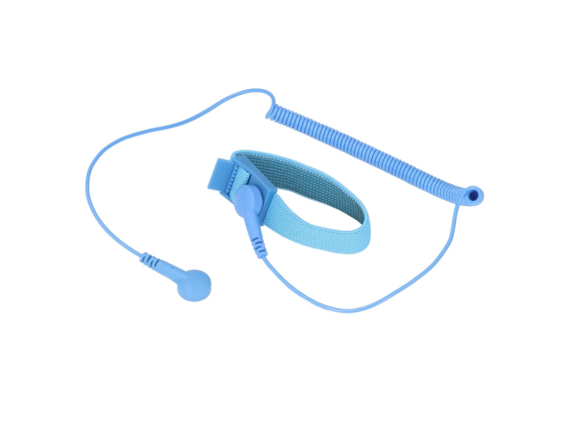 Pulseira antiestática genérica com cordão de aterramento, eliminação rápida de estática, material em aço inoxidável.