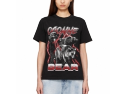 Rockinstone Cocaine Bear Bw With Lightning Black Adult T-shirt Size:m
