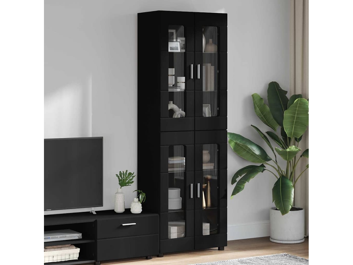 Vidaxl Buffê Florin 60 X 35 X 182 Cm Preto Derivados De Madeira