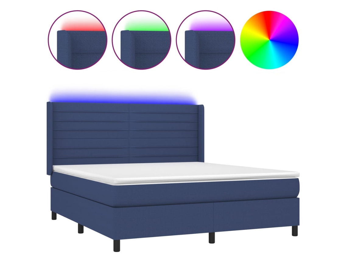 Box Spring Bed, Box Spring Beds Vidaxl Azul Tecido (180 X 200 Cm)