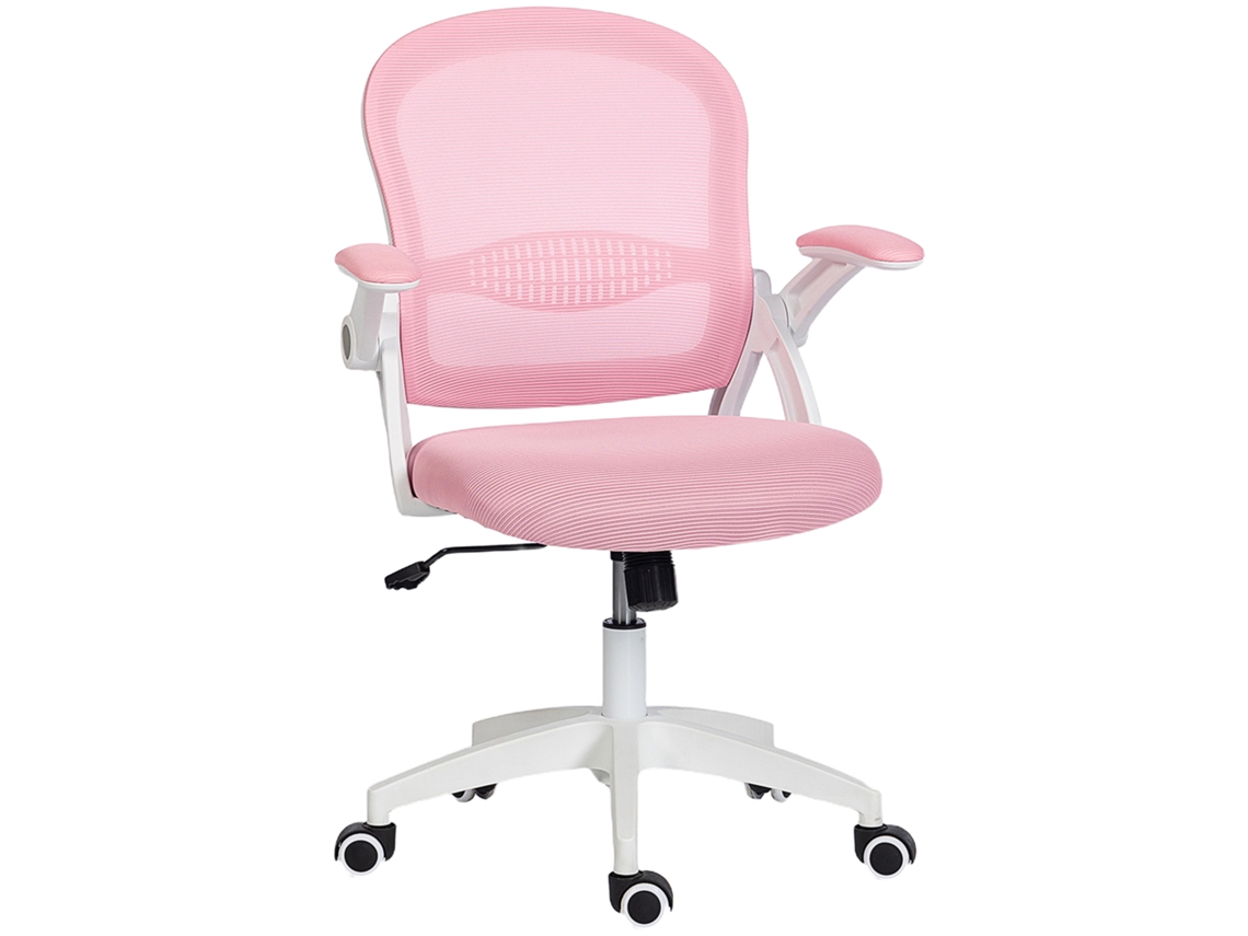 Cadeira de escritório ergonômica, ajustável, malha, estofada, rosa | S/MARCA