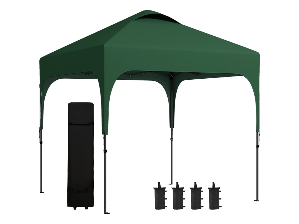 Tenda Dobrável HARLANV1 2,5x2,5 m com proteção UV 50+ e altura ajustável, 4 sacos de areia (verde escuro)