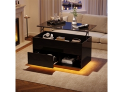 Mesa De Centro/mesa De Estar Com Acabamento Brilhante E Mecanismo De Elevação Em Led, Dimensões 100x50x55 Cm