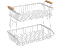 Prateleira Dupla De Metal Resistente À Ferrugem Para Frutas E Vegetais, Com Base Estável, Otimização De Espaço Vertical
