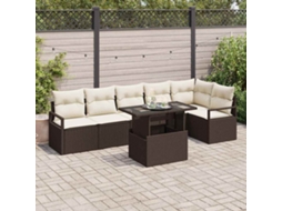 Vidaxl Conjunto De Sofá De Jardim 7 Unid. Castanho Rattan Sintético