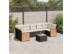 Vidaxl 8 Pcs Conjunto Sofás De Jardim Com Almofadões Vime Pe Preto