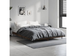 Vidaxl Estrutura Cama S/ Colchão Derivados De Madeira Carvalho Fumado