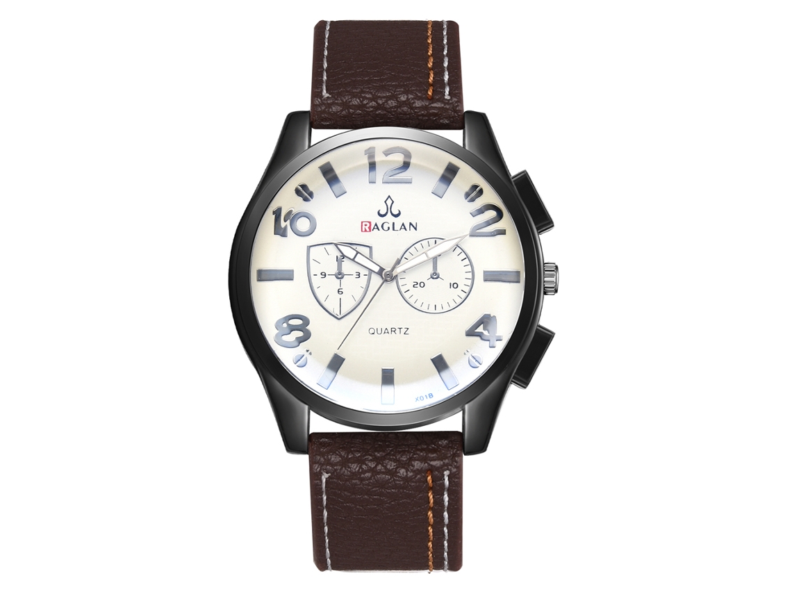 Reloj Digital Clásico De Moda Para Hombres Con Dial Redondo De Cuero Pu De Cuarzo (marrón Oscuro)