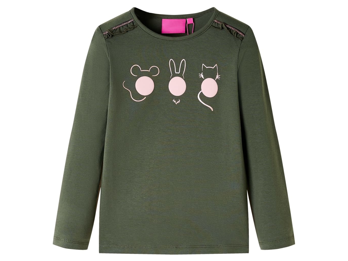 T-shirt De Manga Comprida Para Criança Cor Caqui 140