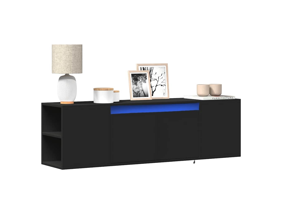 Vidaxl Móvel De Parede Para Tv Com Luzes Led 135x31x39,5 Cm Preto